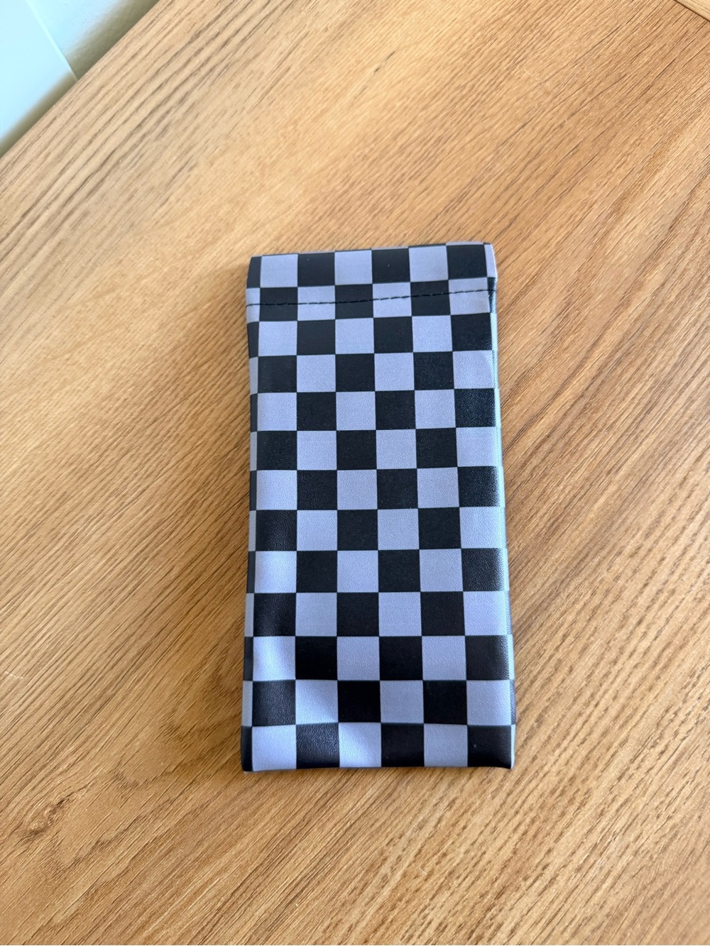 Black and Gray Checkered Sunglass Pouch